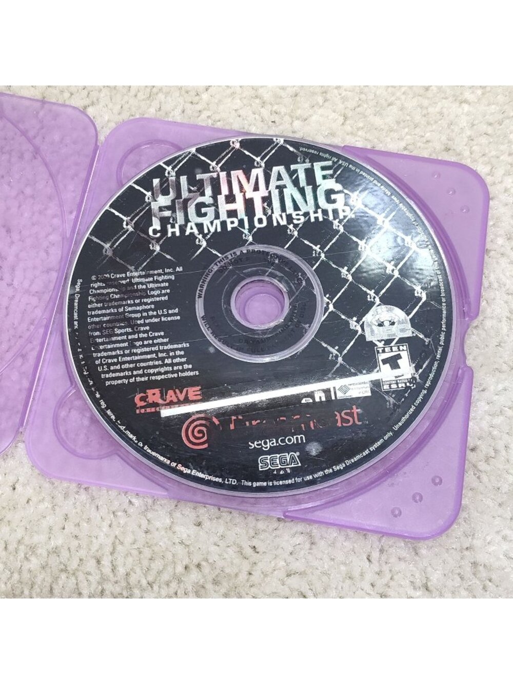 Sega Dreamcast Ultimate Fighting Championship Disc MMA Crave T-40201N Tested VGC